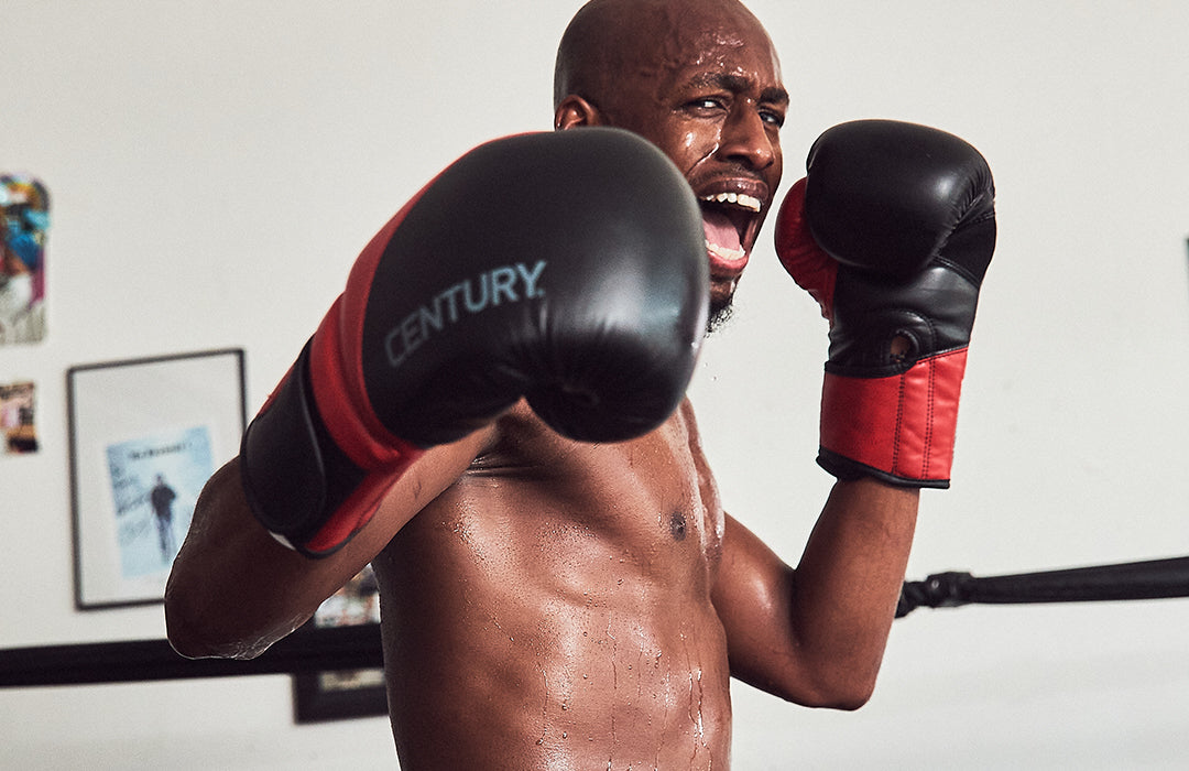 man posing in Century gloves