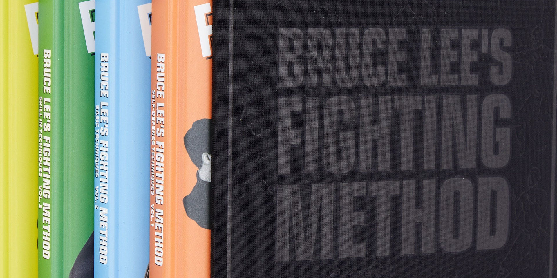 Bruce Lee books lined up