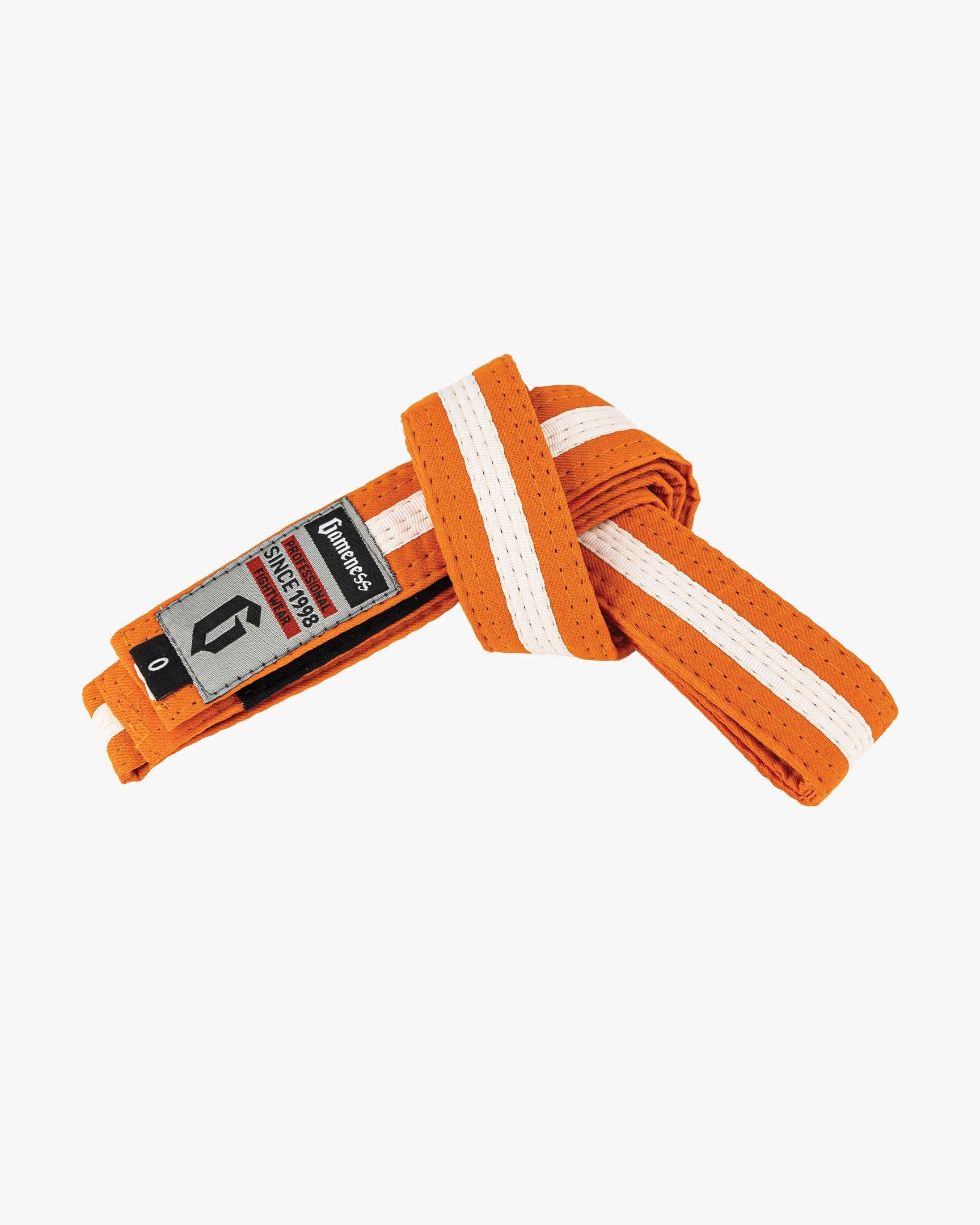 Gameness Youth Ultra-Light Striped Competition Belt Orange White