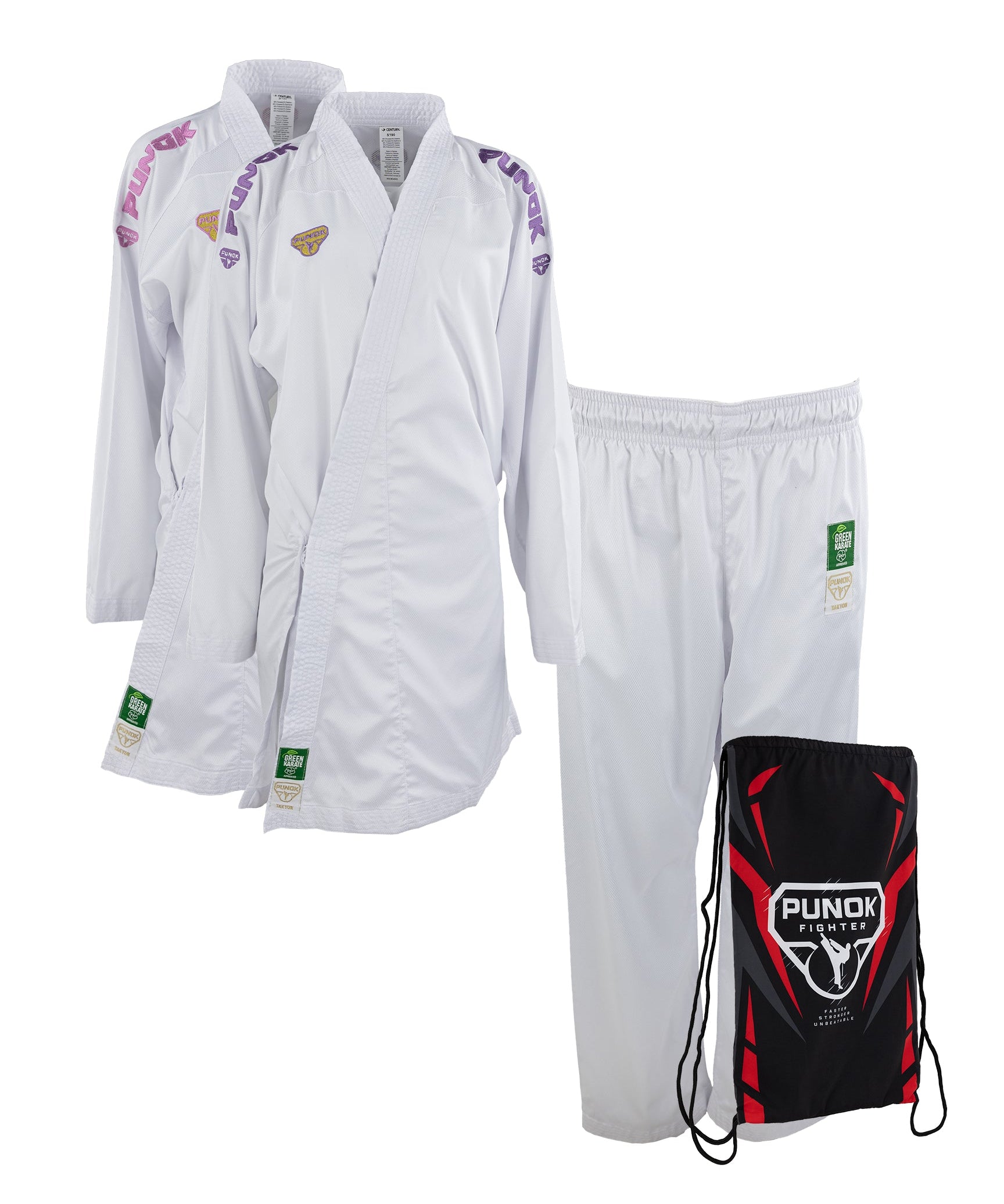 Punok Takyon Kumite Gi - Purple and Pink Set White