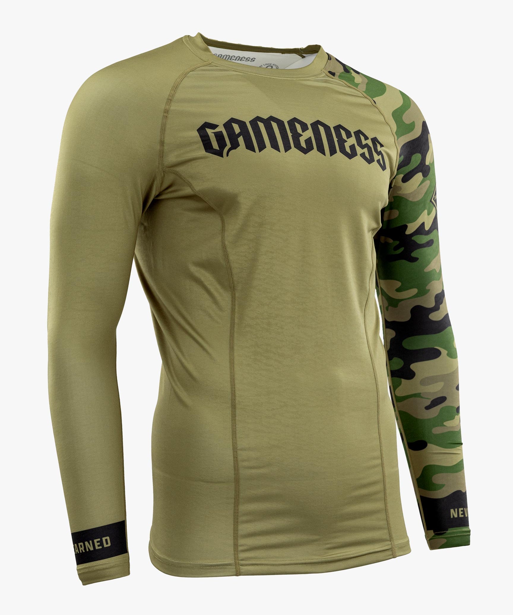 Gameness Men's Combate Long Sleeve Rash Guard Olive