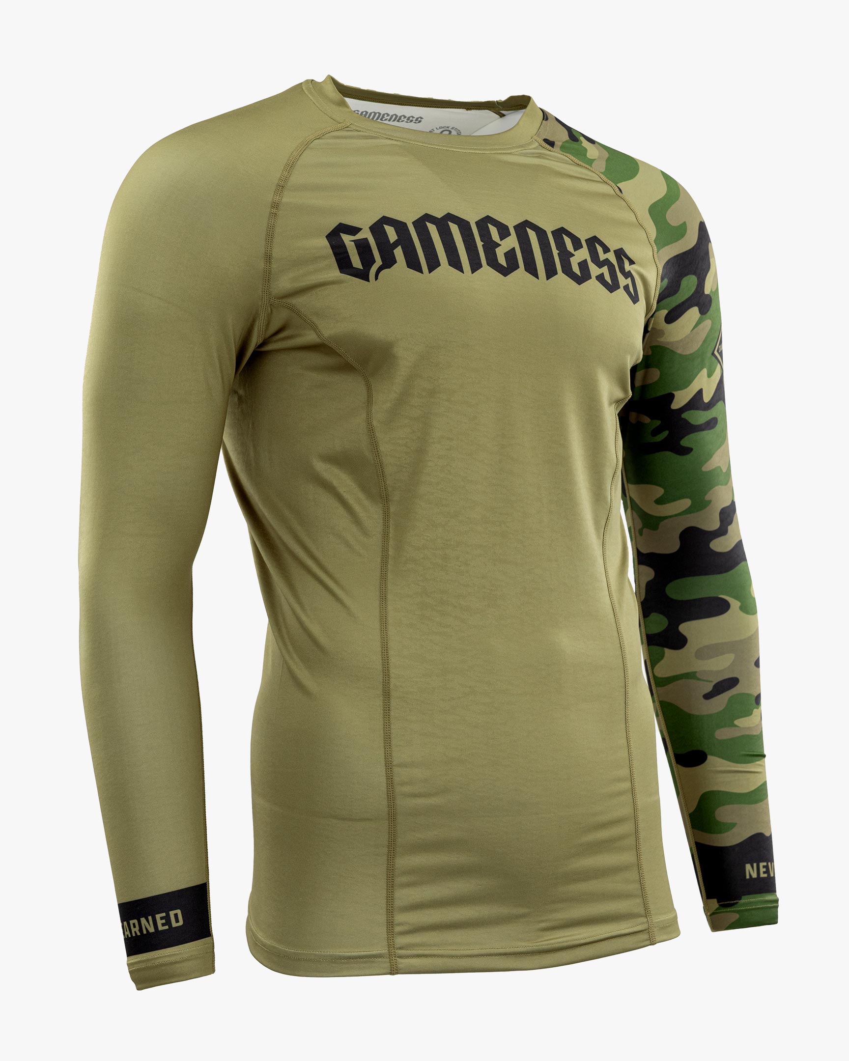 Gameness Men's Combate Long Sleeve Rash Guard Olive