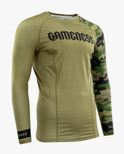 Gameness Men's Combate Long Sleeve Rash Guard Olive