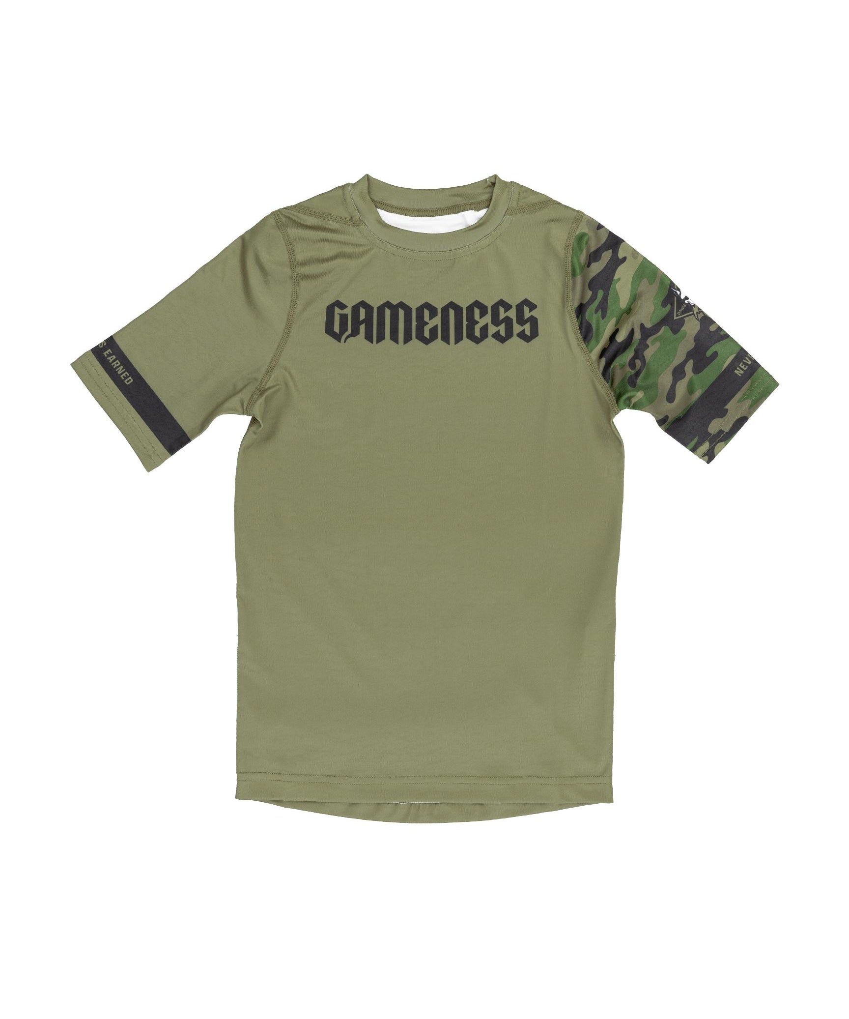 Gameness Combate Youth Short Sleeve Rash Guard Olive