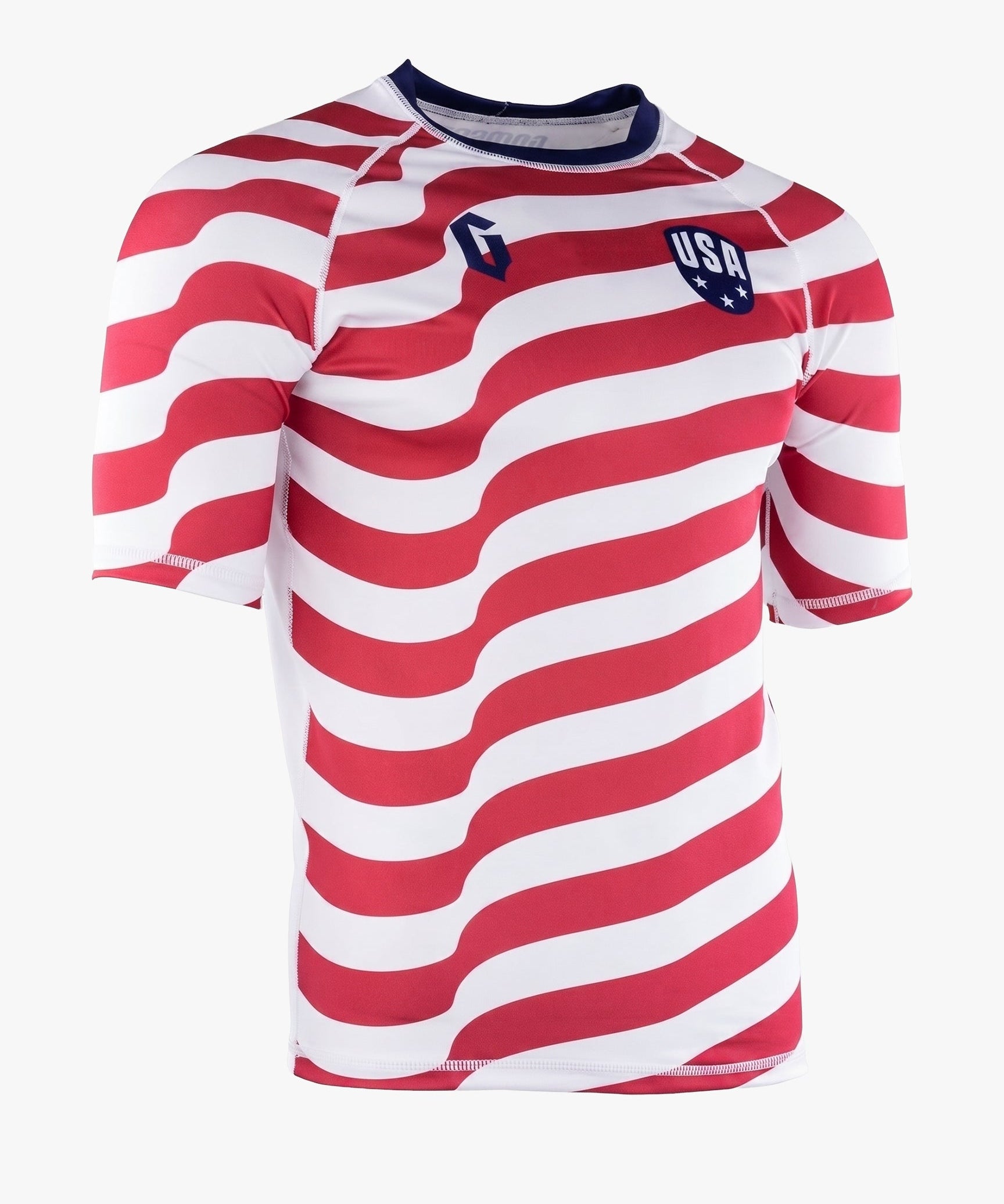 Gameness USA Stripes Short Sleeve Rash Guard White Red