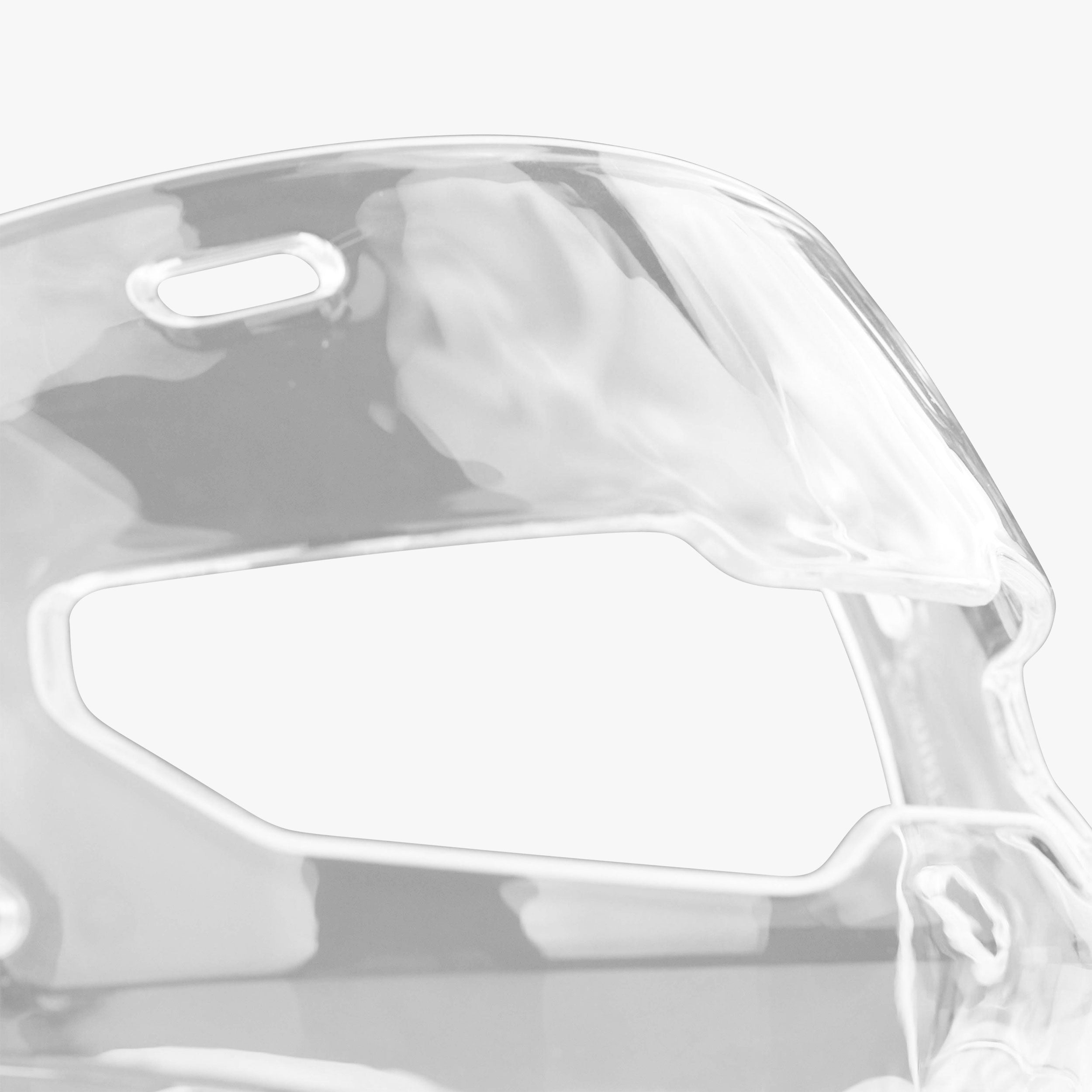 close up of clear plastic face mask