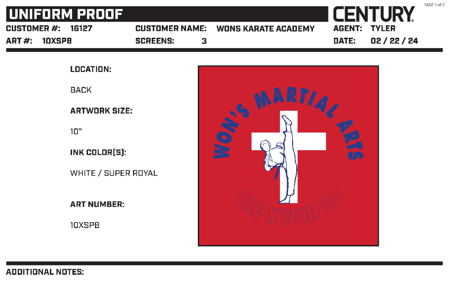 10oz 100% Cotton Uniform, Red