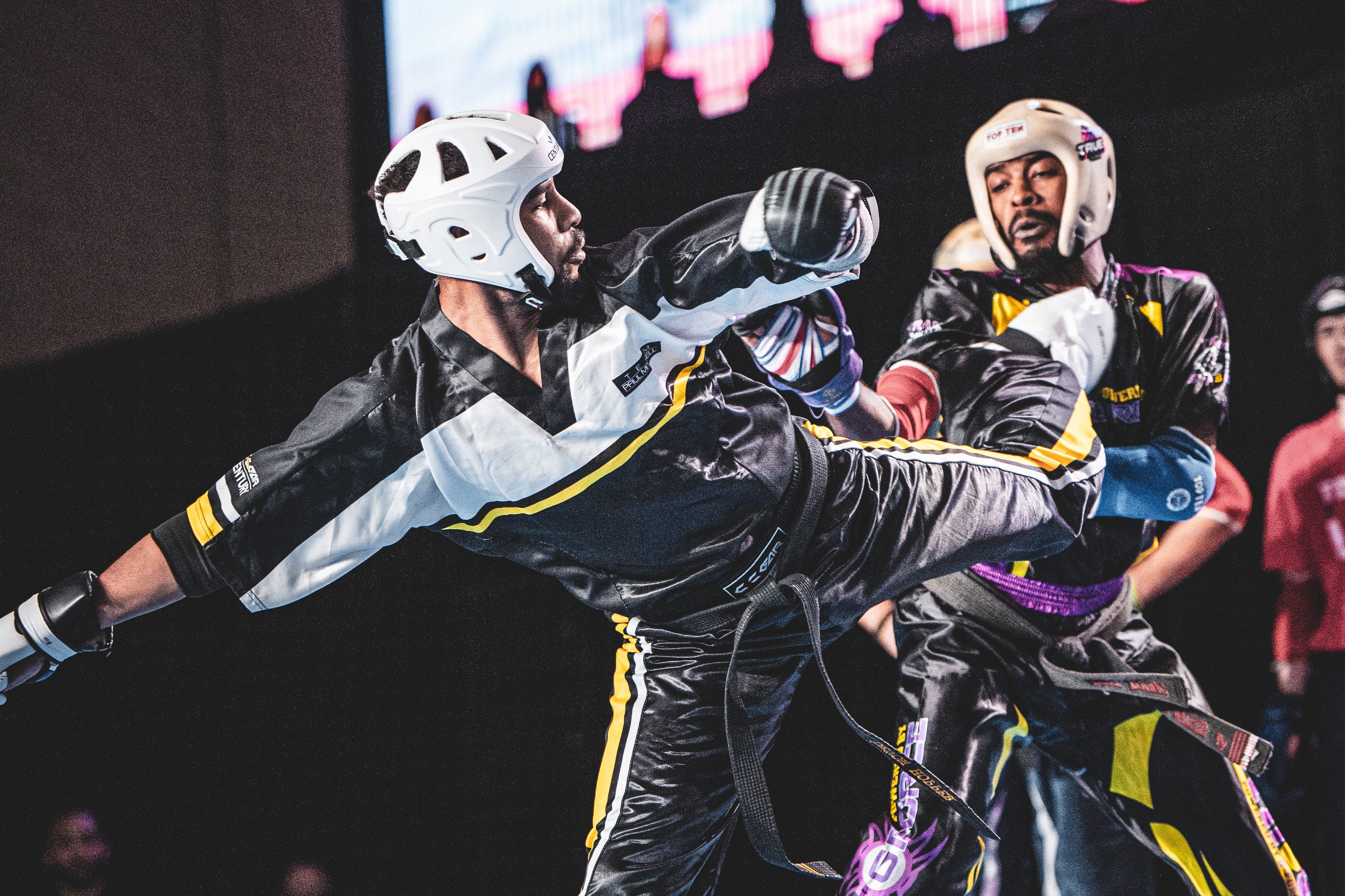 man sparring in century's c-gear evolution headgear