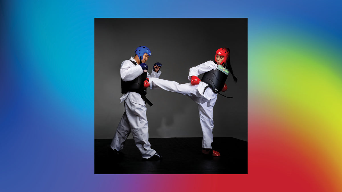 two martial artists sparring wearing Century 2020 Series II Vests