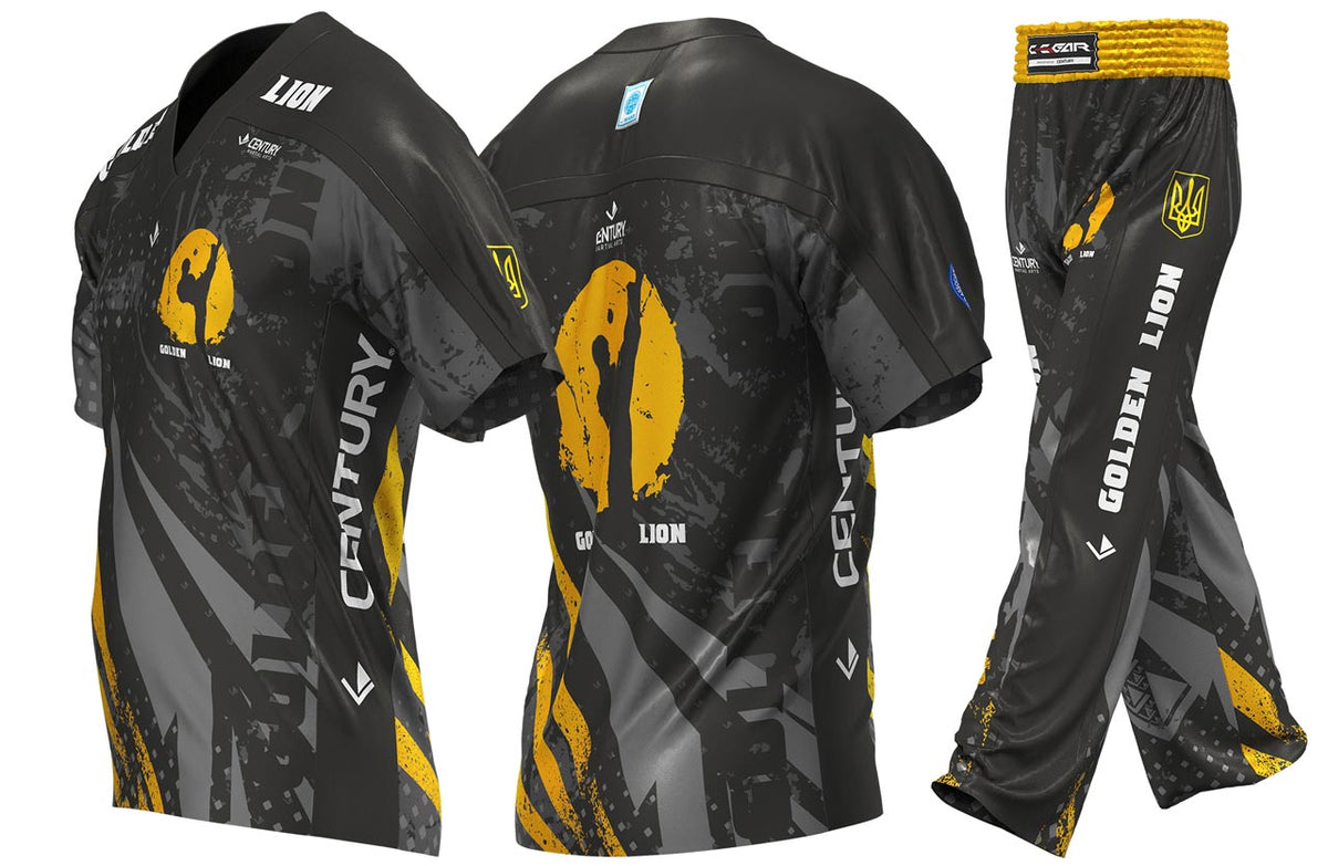 custom fighter uniform golden lion black