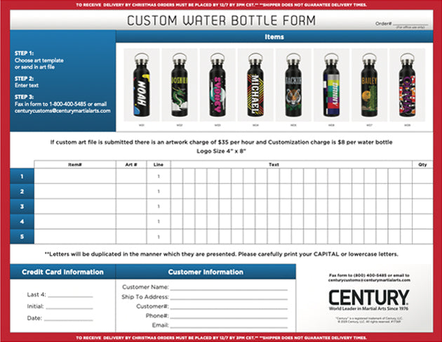 custom water bottle order form