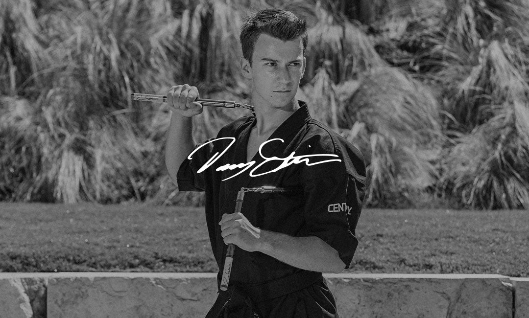 martial artist danny etkin with nunchaku